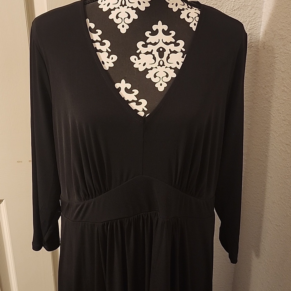 Torrid Black Long Sleeve Maxi Dress Hi-low Hem, Stretchy, Size 2 18/20 2x - Picture 2 of 12